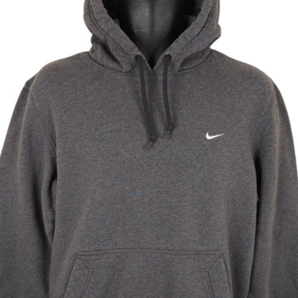 Nike Small Swoosh Sweatshirt Hoodie Mens Size Medium Gray Pullover Streetwear